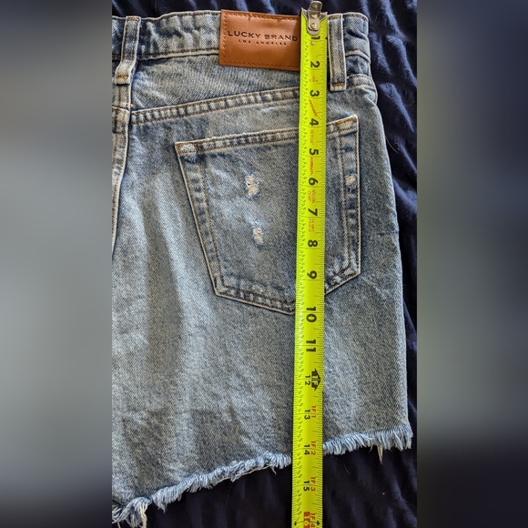 Women's Distressed Medium Fade Denim Shorts High Rise CUTOFF SO LUCKY - Picture 9 of 11